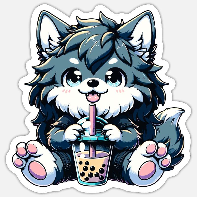 Werwolf Bubble Tea Sticker Größe S (10 x 10 cm)