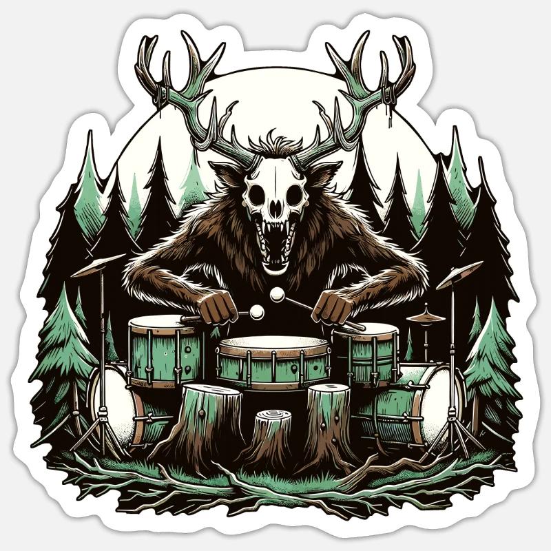 Drummer Wendigo Drum Player - Sticker size S (10 x 10 cm) - white matte