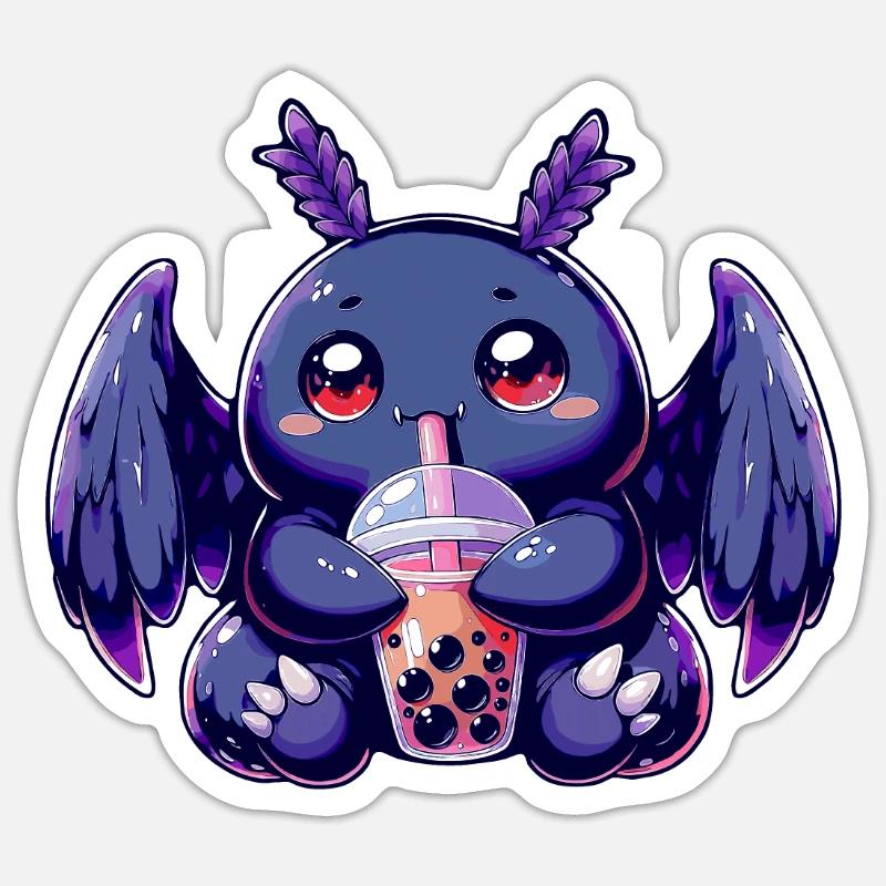 Mothman Bubble Tea - Sticker size S (10 x 10 cm) - white matte
