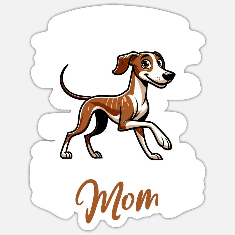 Magyar Agár Mama - Sticker taille S (10 x 10 cm) - blanc mat