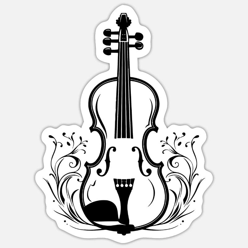 Dessin de violon - Sticker taille S (10 x 10 cm) - blanc mat