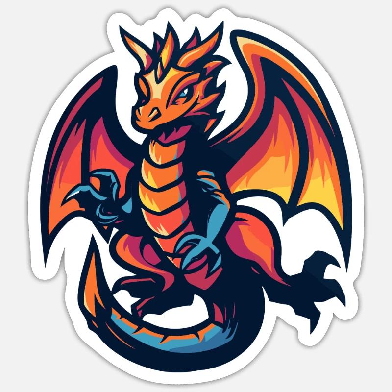 Drache Comic - Sticker Größe S (10 x 10 cm) - Mattweiß
