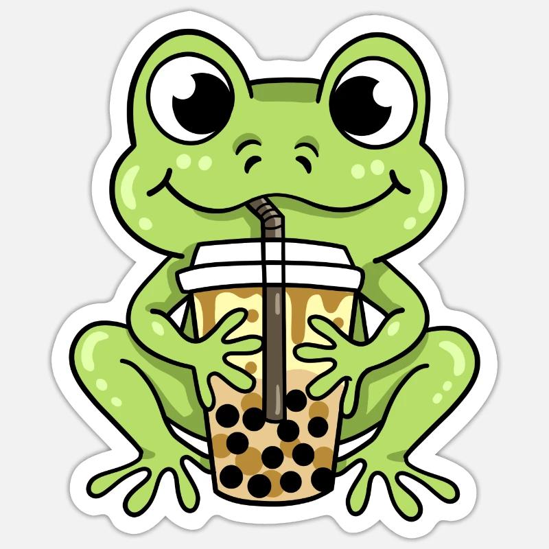 Frosch Bubble Tea Sticker Größe S (10 x 10 cm)