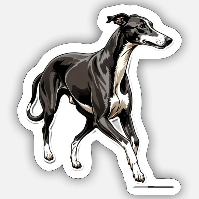 Lévrier Windhund - Sticker taille S (10 x 10 cm) - blanc mat