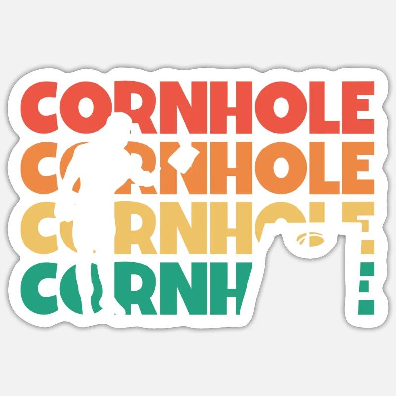 Cornhole Retro Text Spiel Bretter Sitzsack Cornhole - Sticker Größe S (10 x 10 cm) - Mattweiß