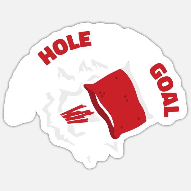 Votre trou est mon objectif Jeu Planches Pouf Cornhole Sticker taille S (10 x 10 cm)