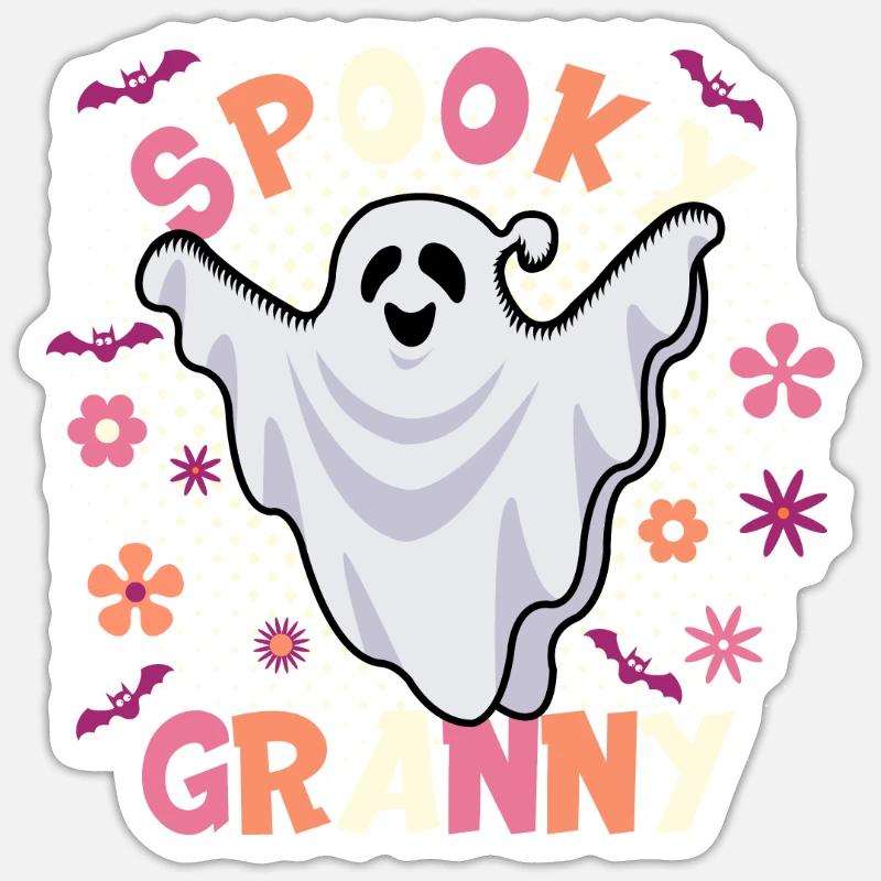 Grossmutter Halloween Spooky Granny - Sticker Größe S (10 x 10 cm) - Mattweiß