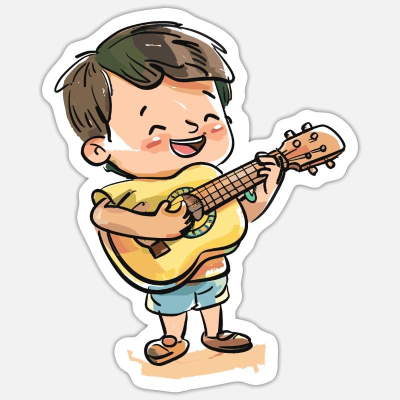 Ukulele Boy Graphic - Sticker size S (10 x 10 cm) - white matte