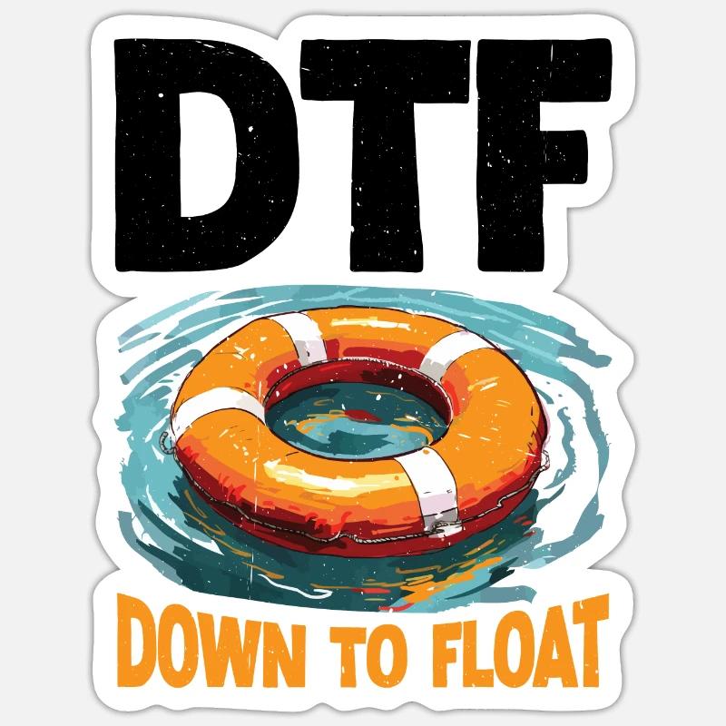 DTF Down To Float 2 - Sticker Größe S (10 x 10 cm) - Mattweiß