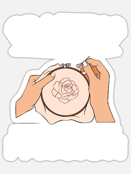 Sticken Sickerei Stickereimuster Kreuzstich - Sticker Größe S (10 x 10 cm) - Mattweiß