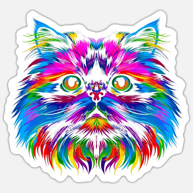 Chat de l’Himalaya Popart - Sticker taille S (10 x 10 cm) - blanc mat