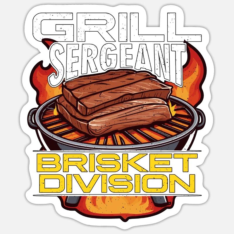 Brisket Barbeque Grill Sergeant Brisket Grilling Sticker size S (10 x 10 cm)