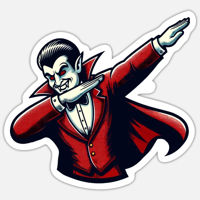 Dabbing Vampire Funny Dabbing Design - Sticker size S (10 x 10 cm) - white matte