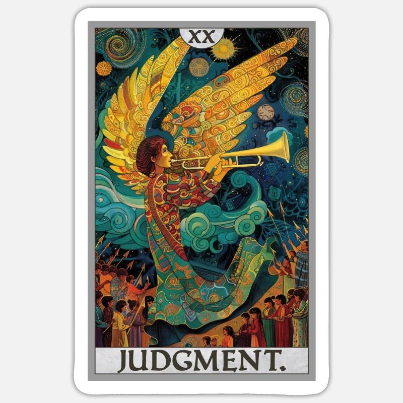 Tarotkarten Tarotkarte 20 Judgment Gericht - Sticker Größe S (10 x 10 cm) - Mattweiß