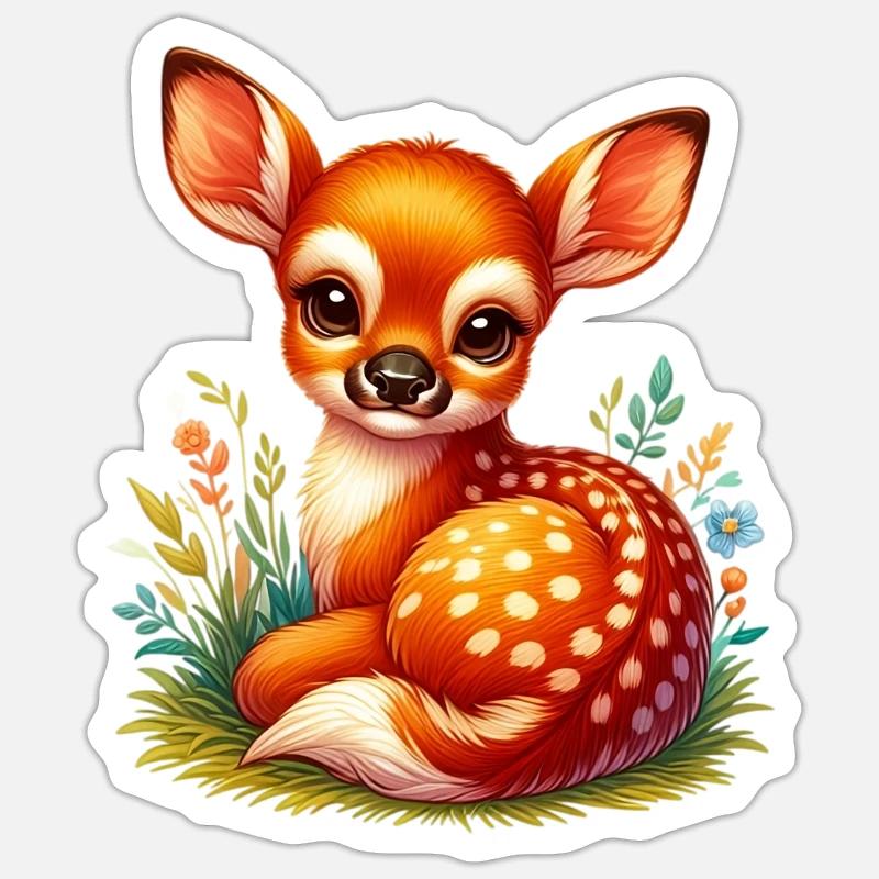 Faon - Sticker taille S (10 x 10 cm) - blanc mat