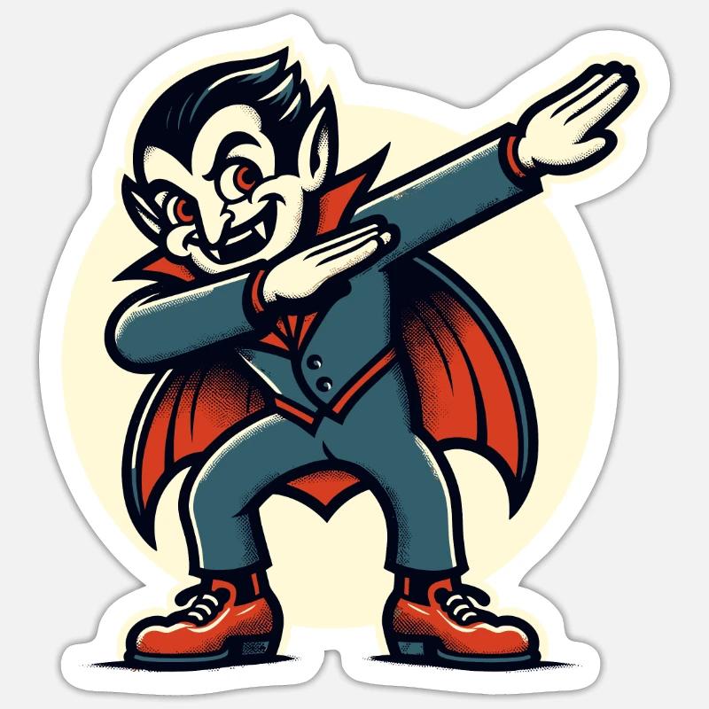 Dabbing Vampire Funny Dabbing Design - Sticker size S (10 x 10 cm) - white matte