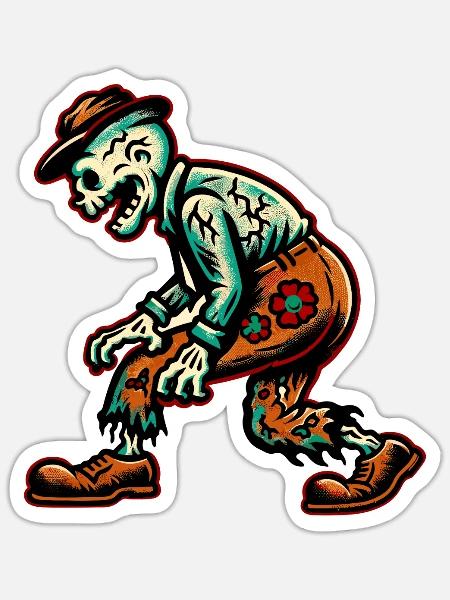 Alter Opa Zombie Gruseliges Party Design Halloween - Sticker Größe S (10 x 10 cm) - Mattweiß