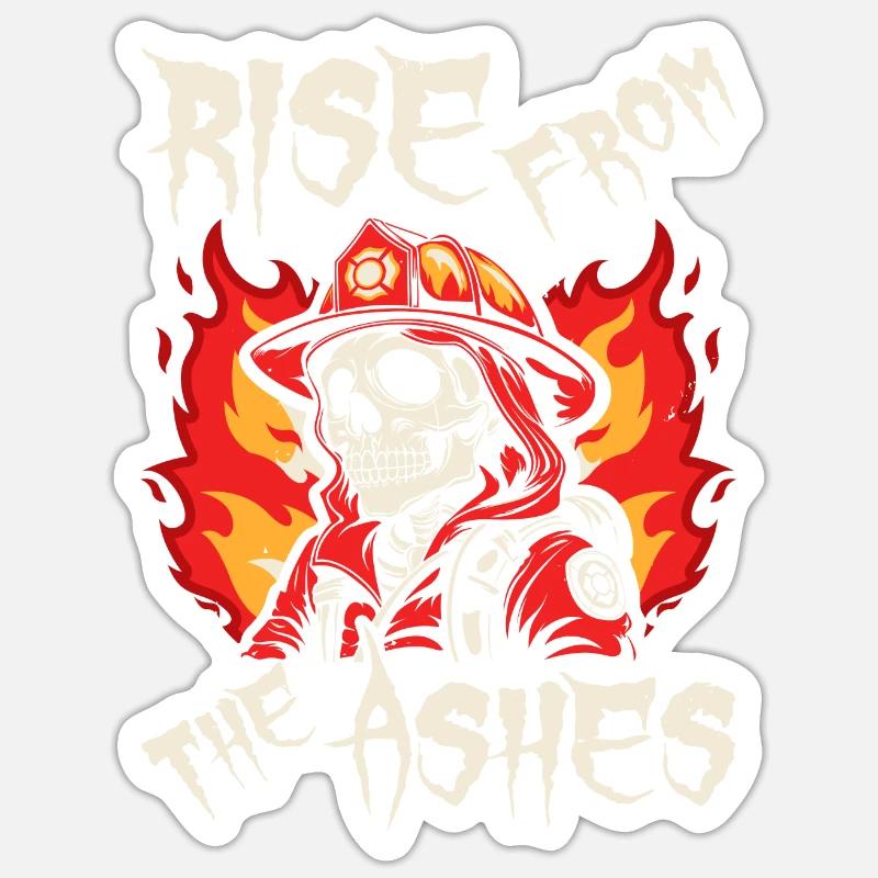 Squelette de pompier - Sticker taille S (10 x 10 cm) - blanc mat