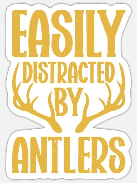 Geweihjagd Geweih Jäger Jagt Jagdtrophäe - Sticker Größe S (10 x 10 cm) - Mattweiß
