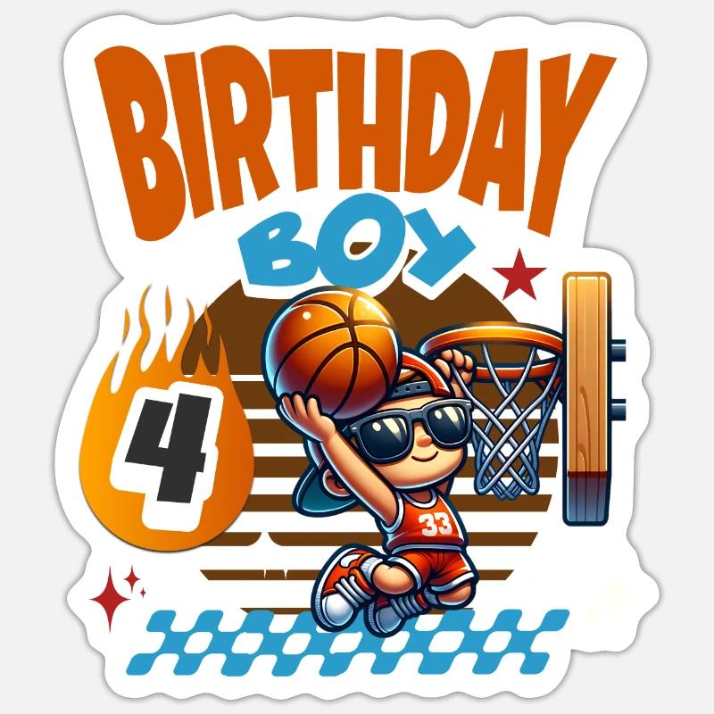 Basketball 4e anniversaire - Sticker taille S (10 x 10 cm) - blanc mat