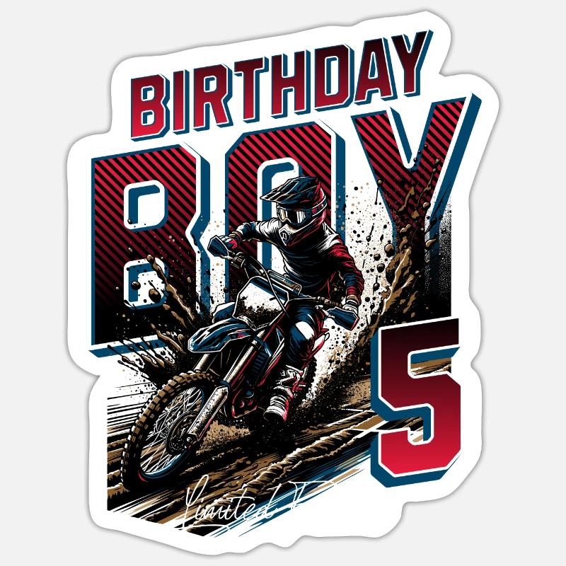 5e anniversaire de motocross - Sticker taille S (10 x 10 cm) - blanc mat