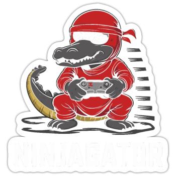 Ninja Alligator Gamer Fun Gaming Reptile Graphic - Sticker size S (10 x 10 cm) - white matte - Front