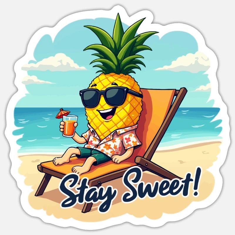 ANANAS - Sticker taille S (10 x 10 cm) - blanc mat