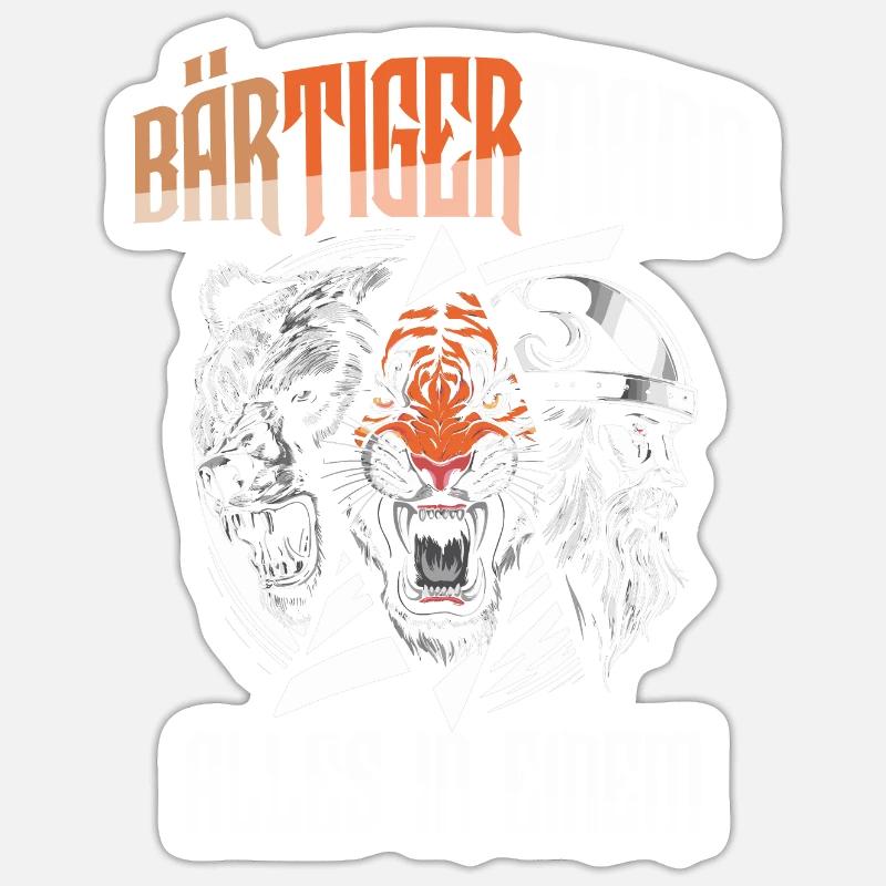 Bärtigermann alles in einem Wikinger Sticker Größe S (10 x 10 cm)