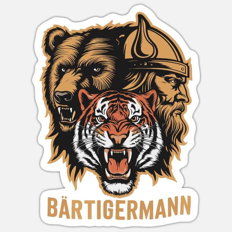 Bärtigermann alles in einem Wikinger - Sticker Größe S (10 x 10 cm) - Mattweiß