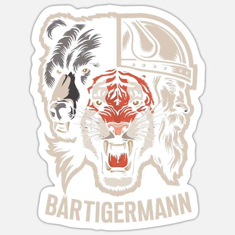 Bärtigermann alles in einem Wikinger - Sticker Größe S (10 x 10 cm) - Mattweiß