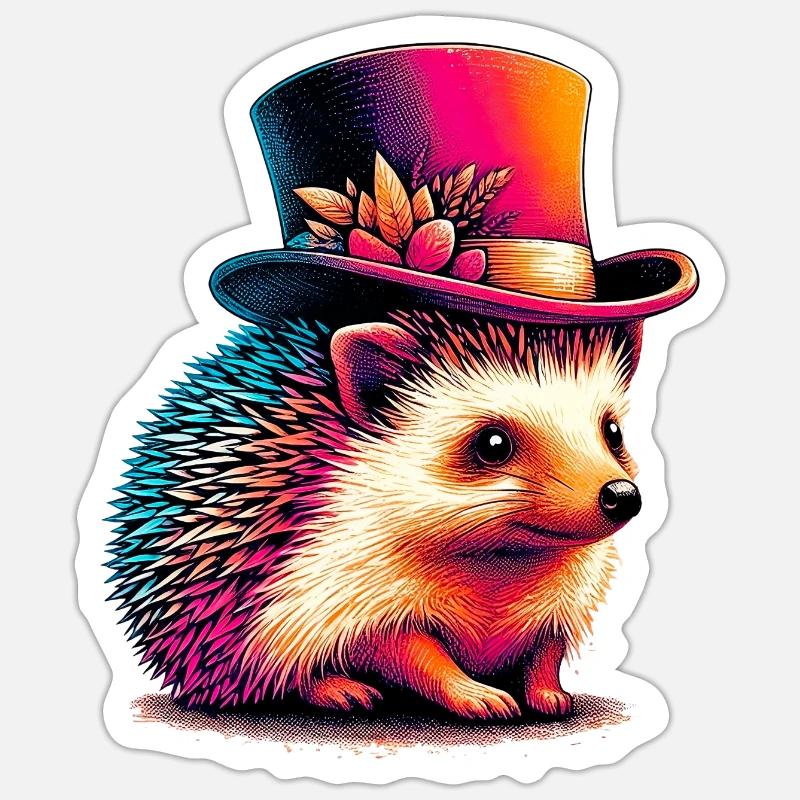 Hérisson - Sticker taille S (10 x 10 cm) - blanc mat