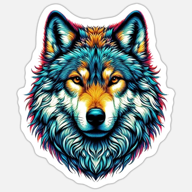 Wolf - Sticker Größe S (10 x 10 cm) - Mattweiß