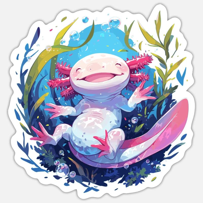 Axolotl - Sticker taille S (10 x 10 cm) - blanc mat