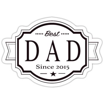 Meilleur papa depuis 2015 - Sticker taille S (10 x 10 cm) - blanc mat - Devant