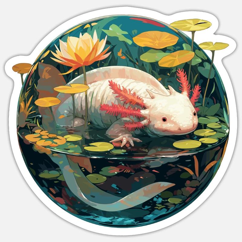Axolotl - Sticker taille S (10 x 10 cm) - blanc mat