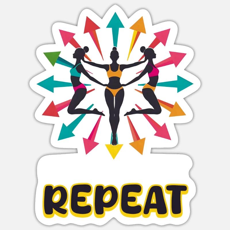 Gymnastics Flip, Twist, Repeat - Sticker size S (10 x 10 cm) - white matte
