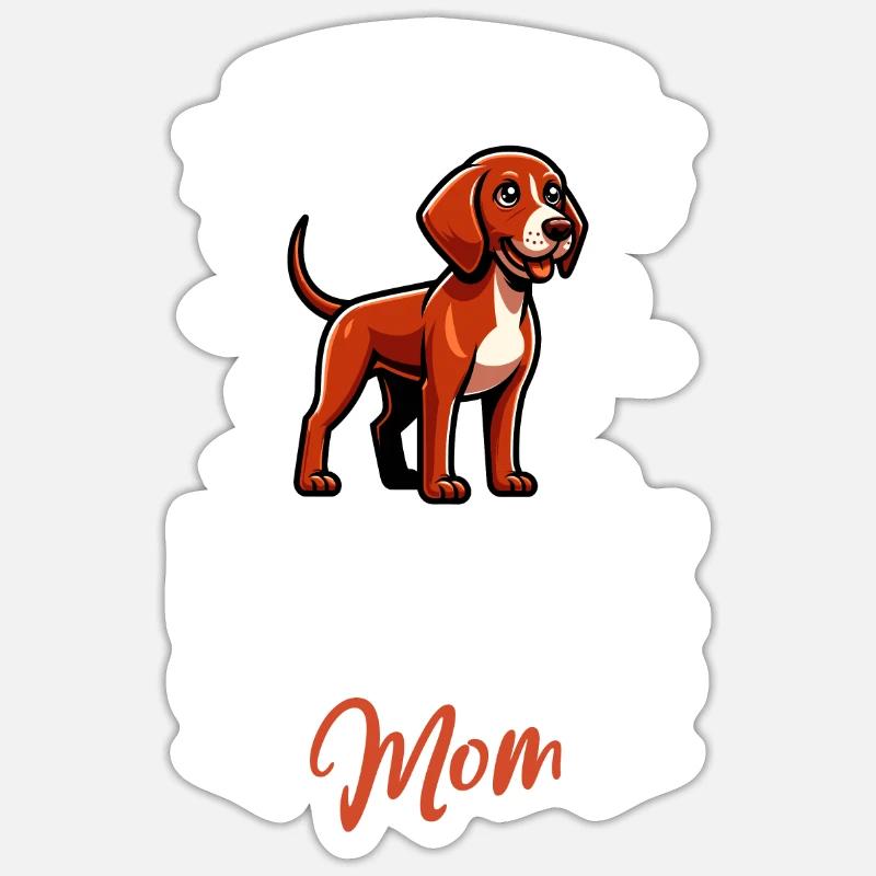 Maman Redbone Coonhound - Sticker taille S (10 x 10 cm) - blanc mat