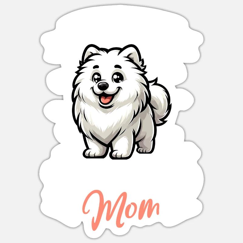 Maman Samoyède - Sticker taille S (10 x 10 cm) - blanc mat