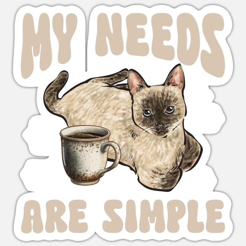 Siamkatze Katze Siamese - Sticker Größe S (10 x 10 cm) - Mattweiß