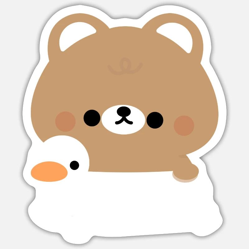 Ours brun nageant - Sticker taille S (10 x 10 cm) - blanc mat