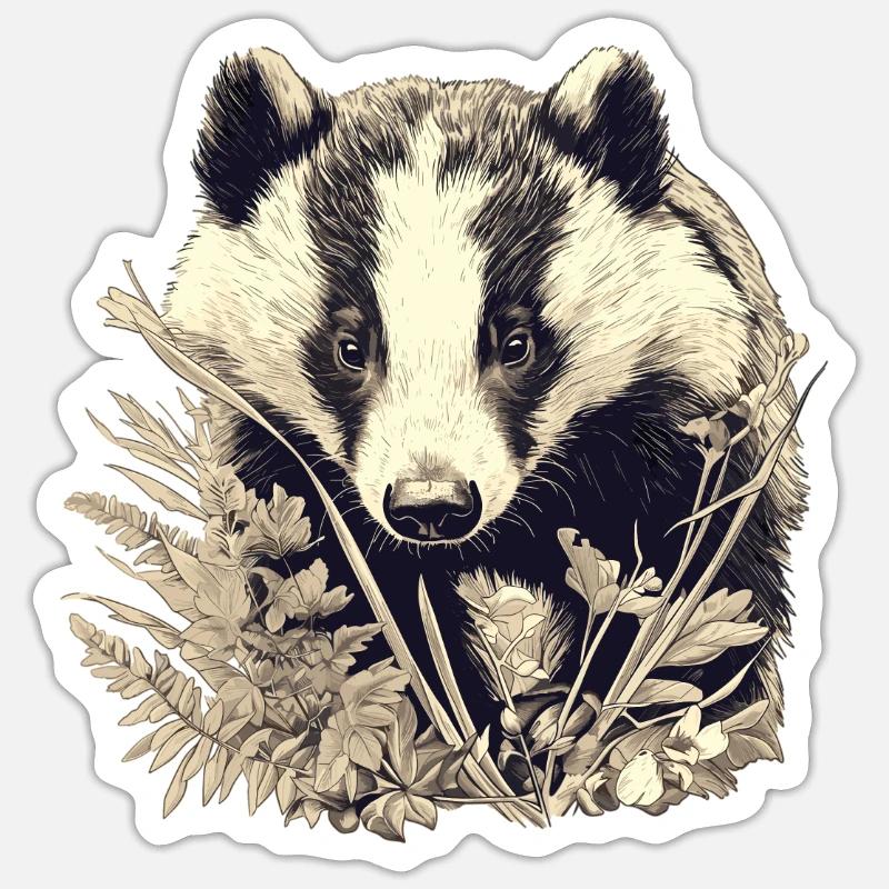Badger Dachse Dachs - Sticker Größe S (10 x 10 cm) - Mattweiß