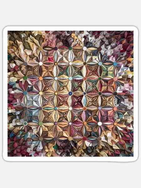 Muster, Oriental, Farbenfrohes Mosaik der Harmonie - Sticker Größe S (10 x 10 cm) - Mattweiß