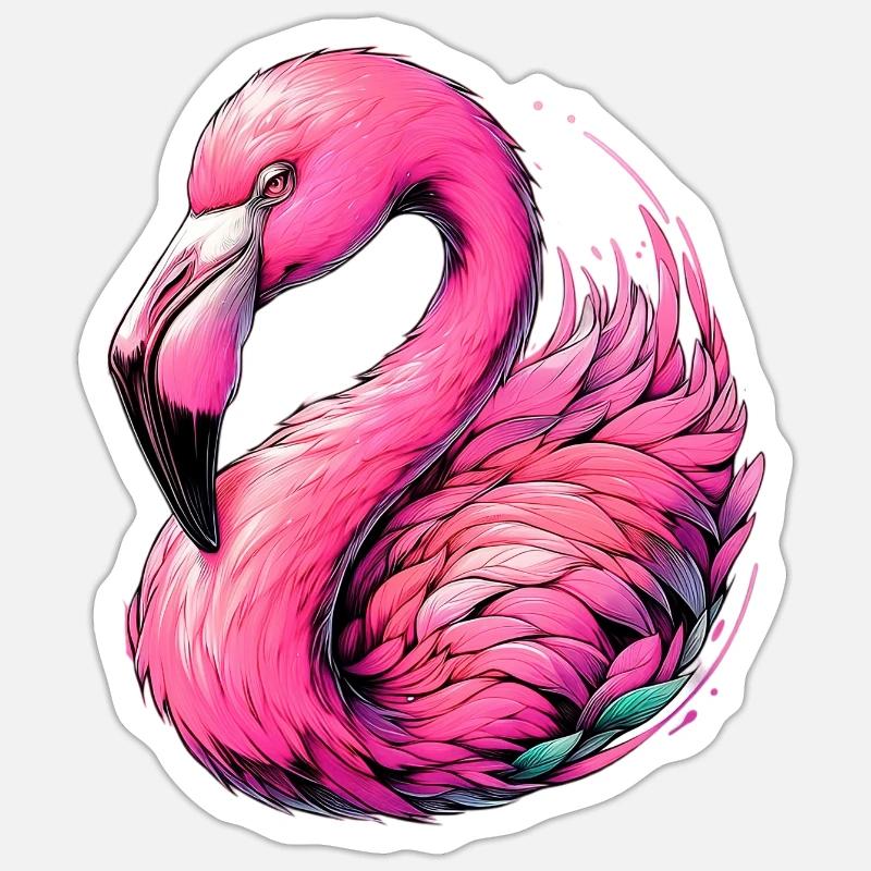 Flamant Sticker taille S (10 x 10 cm)