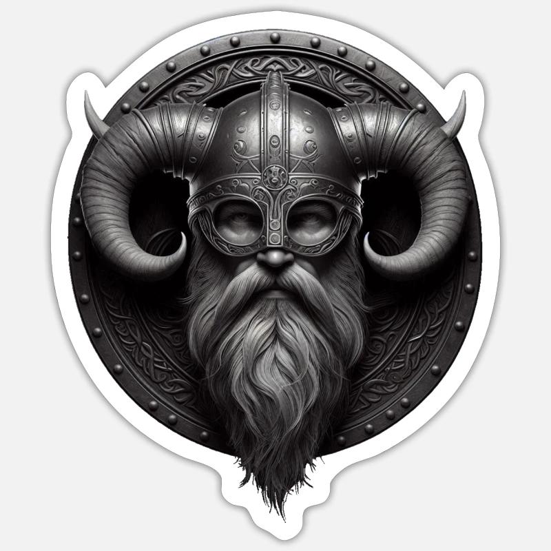 Vikings Le Valhalla Mythology - peuples Nordique - Sticker taille S (10 x 10 cm) - blanc mat