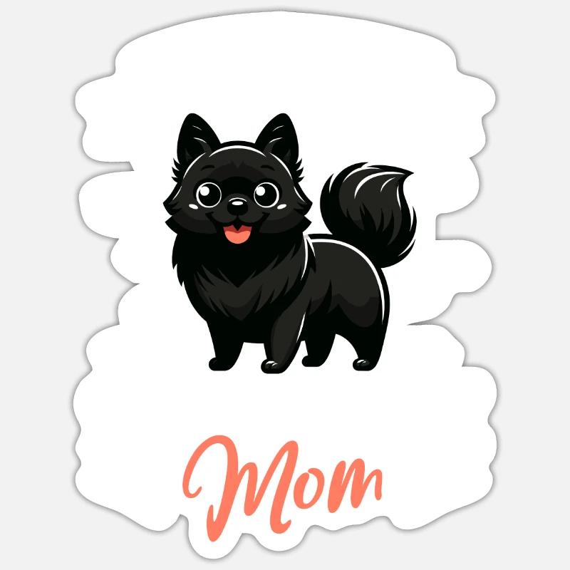 Maman Schipperke - Sticker taille S (10 x 10 cm) - blanc mat