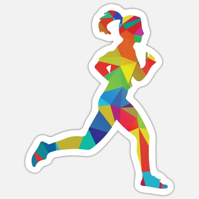Jogging Course Marathon - Sticker taille S (10 x 10 cm) - blanc mat