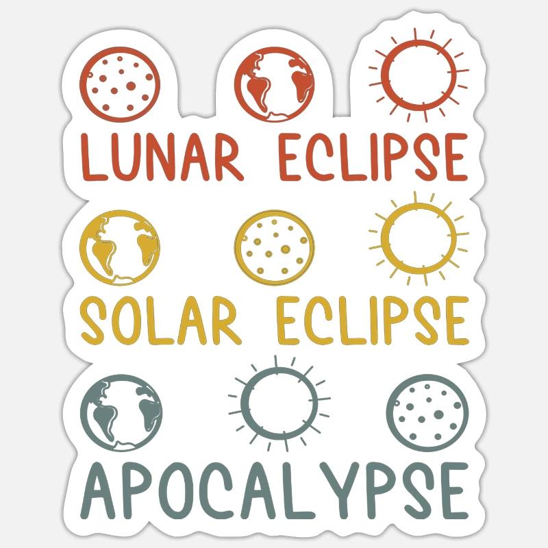 Solar Lunar Eclipse Apocalypse Celestial Event - Sticker Größe S (10 x 10 cm) - Mattweiß
