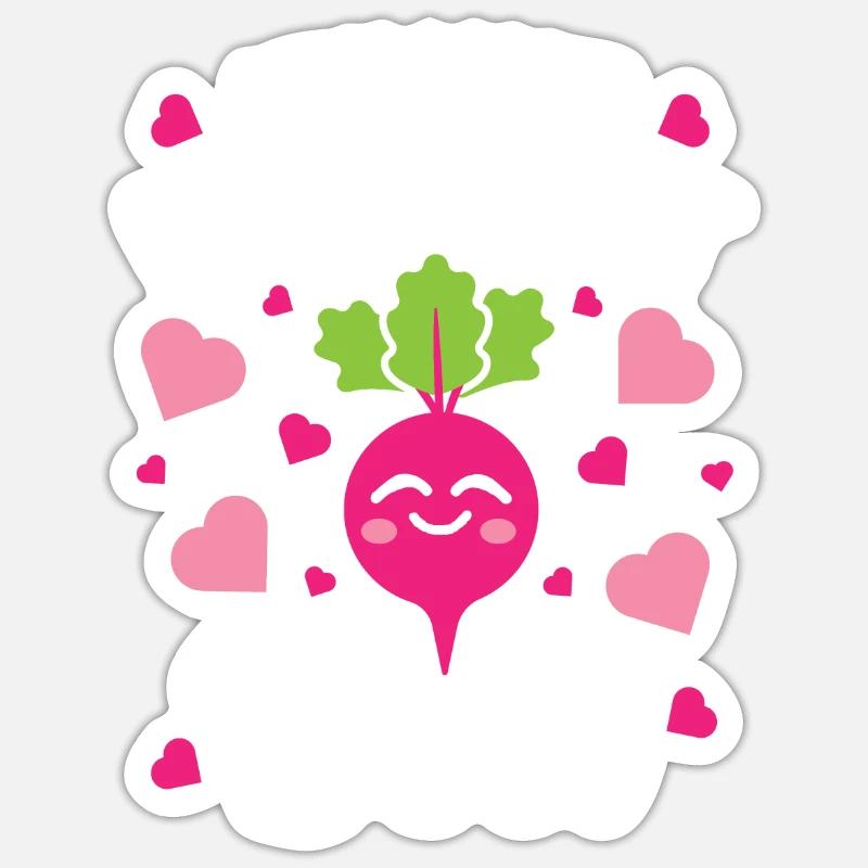 Relation avec la betterave en disant que tu fais mon cœur de betterave - Sticker taille S (10 x 10 cm) - blanc mat