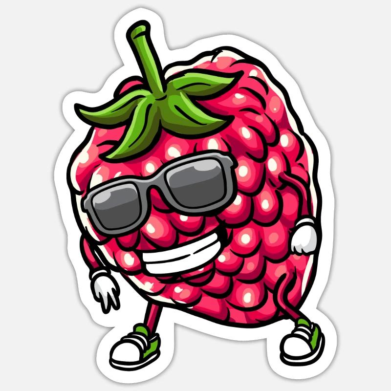 Berry Dancing Raspberries Fruit - Sticker size S (10 x 10 cm) - white matte