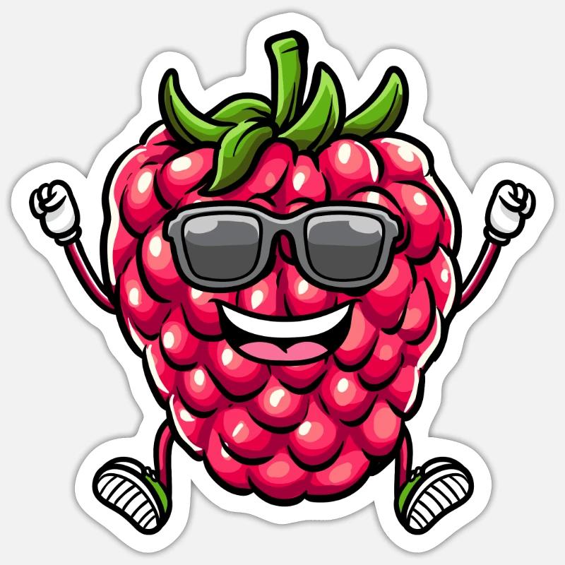 Berry Dancing Raspberries Fruit - Sticker size S (10 x 10 cm) - white matte